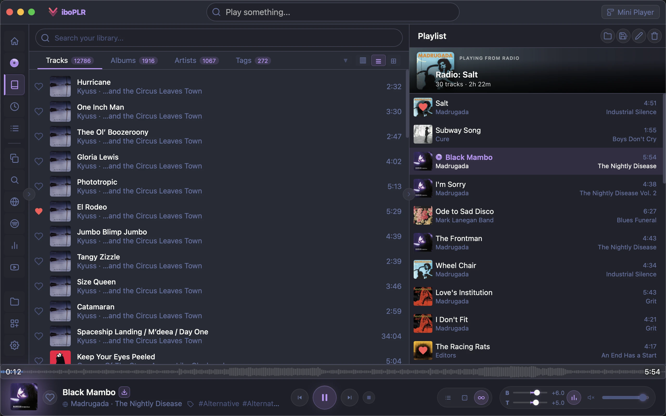 Viboplr playback controls and now playing bar